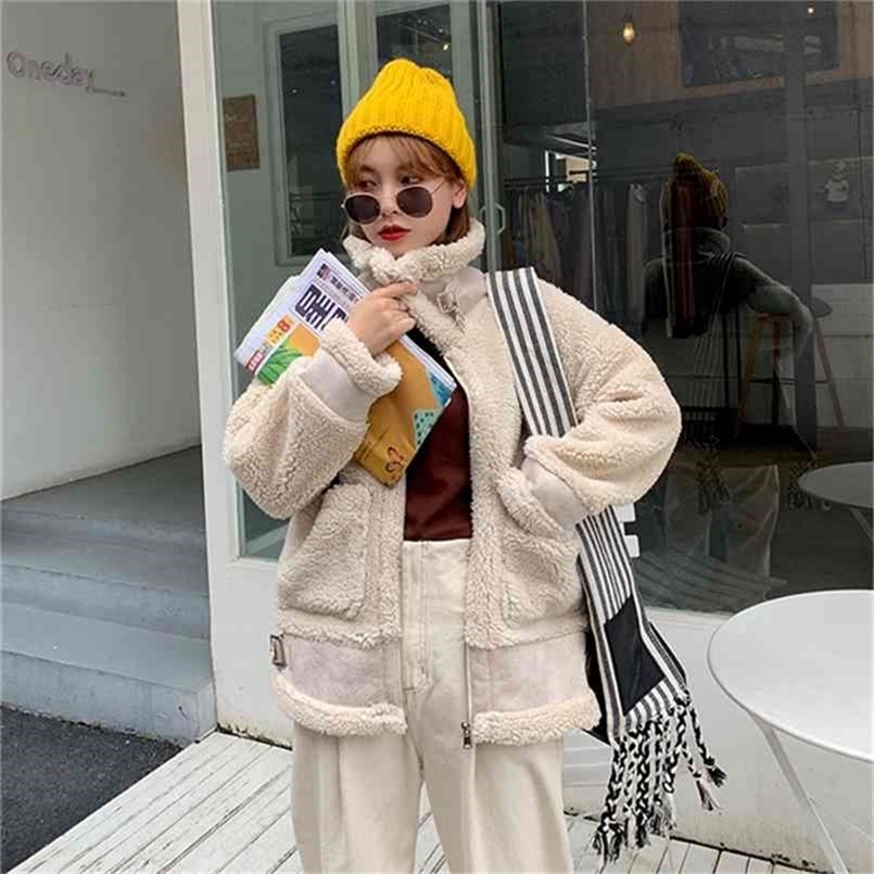 Winter Sheep Shearing Coat Women Thicken Warm Faux Lamb Fur Jacket Girls Chic Christmas Outwear 210602, Beige
Winter Sheep Shearing Coat Women Thicken Warm Faux Lamb Fur Jacket Girls Chic Christmas Outwear 210602, Beige