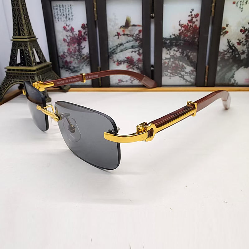 Designer Womens Sunglasses Polarized UV Protection Mens Summer Beach Sunglasses Driving Goggle Eyeglasses Vintage Square 52mm Wooden Bamboo Sun Glasses With Box
