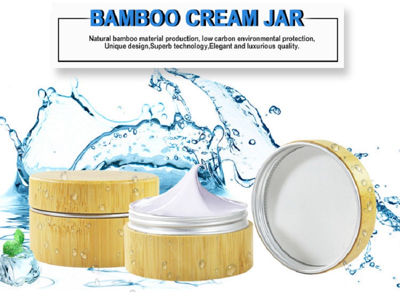 Natural Bamboo Cosmetic bottles face body Cream Jars Aluminium Inner 50g Storage Bottle Biodegradable