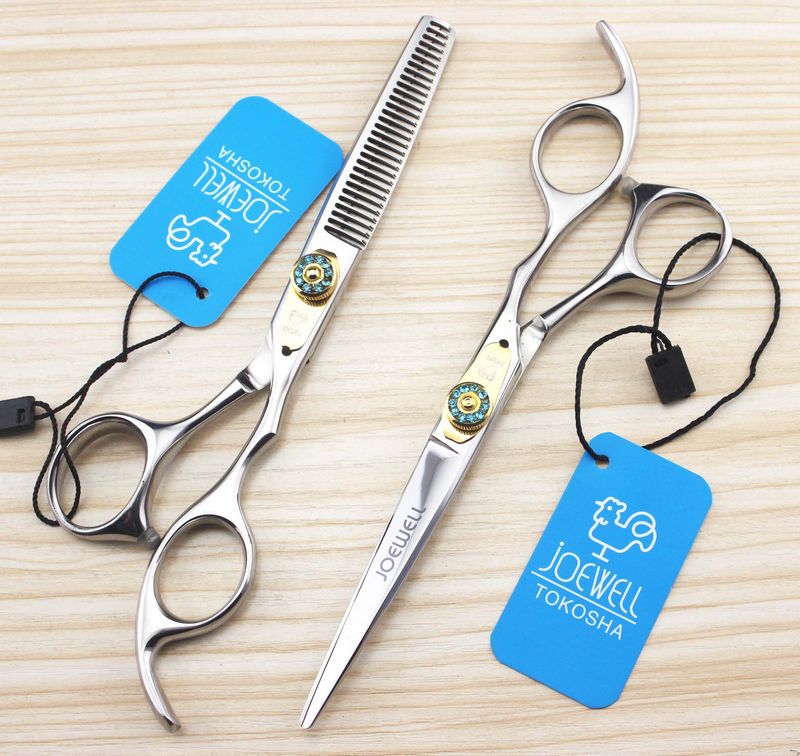 handle cutting/ thinning hair scissors with gemstone 6CR professional barber tool free shipping