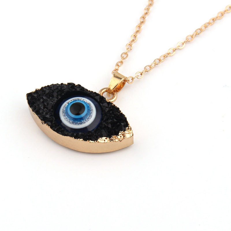 Hip Hop 18K Gold Plated Evil Eye Pendant Necklace Earrings Jewelry Set for Women Good Luck Charm Crystal Necklace Earrings Lucky Jewelry Gift Fashion 