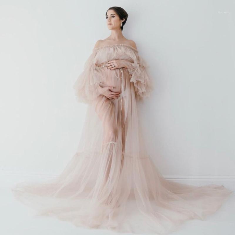 Casual Dresses Sexy See Thru Khaki Tulle Ruffles A-line Maternity Po Shoot Off The Shoulder Long Strapless Women Summer Dress, Beige
Casual Dresses Sexy See Thru Khaki Tulle Ruffles A-line Maternity Po Shoot Off The Shoulder Long Strapless Women Summer Dress, Beige