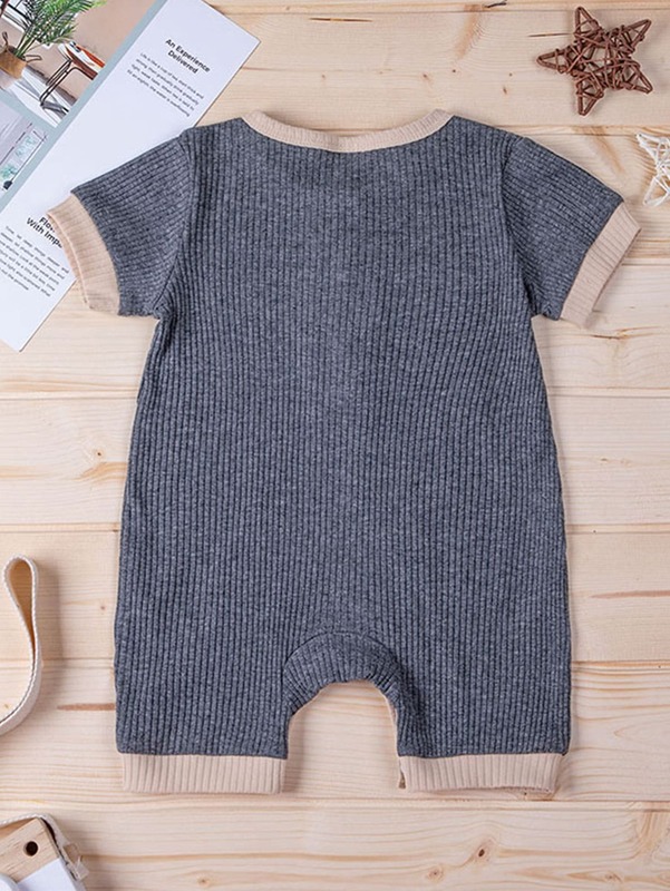 Baby boy stitched piping T-shirt Jumpsuit shorts SHE
