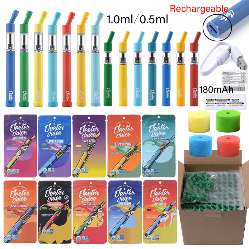Jeeter Juice Disposable Vape Pens Rechargeable E Cigarettes 0.5ml 1ml Atomizers Pods Empty Carts Thick Oil Wax Vaporizer 180mAh USB Preheat With Packaging Bags
Jeeter Juice Disposable Vape Pens Rechargeable E Cigarettes 0.5ml 1ml Atomizers Pods Empty Carts Thick Oil Wax Vaporizer 180mAh USB Preheat With Packaging Bags