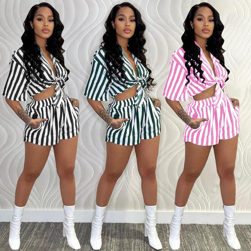 Women' Tracksuits Striped Blouses And Shorts Lace Up Two Piece Sets 2022 Fashion Ladies Sexy Outfits Summer Plus Size Women ClothesWomen, Green
Women' Tracksuits Striped Blouses And Shorts Lace Up Two Piece Sets 2022 Fashion Ladies Sexy Outfits Summer Plus Size Women ClothesWomen, Green