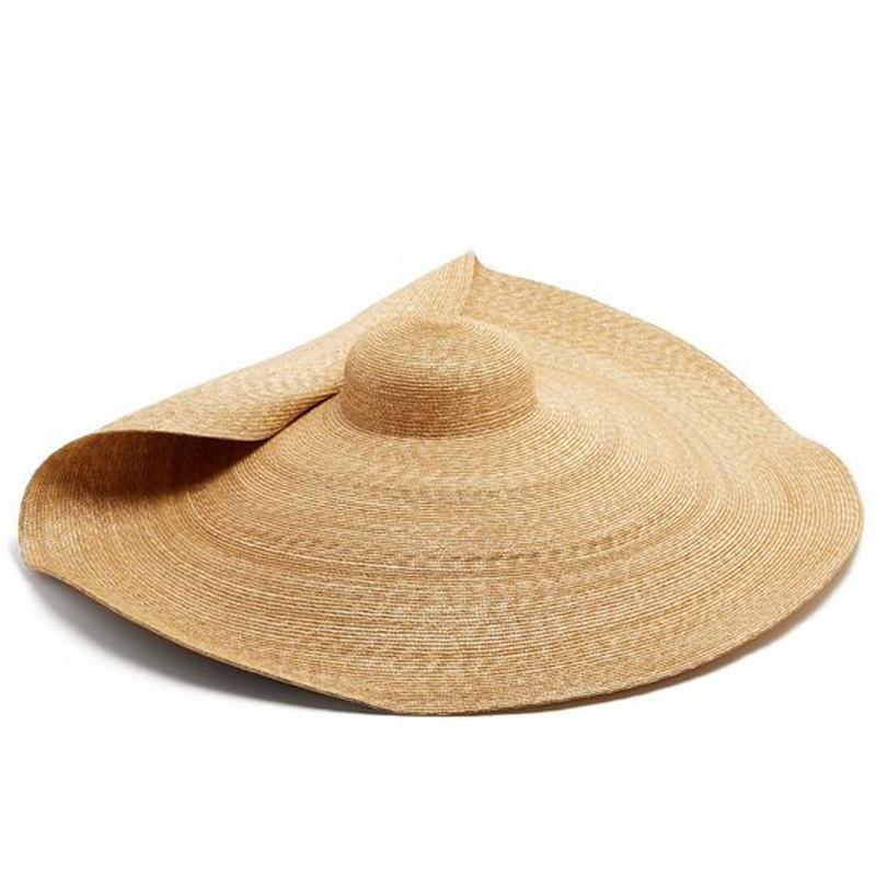 Wide Brim Hats 80cm Fashion Large Sun Hat Beach Anti-UV Protection Foldable Straw Sombrero Lace Up Collapsible Gorras