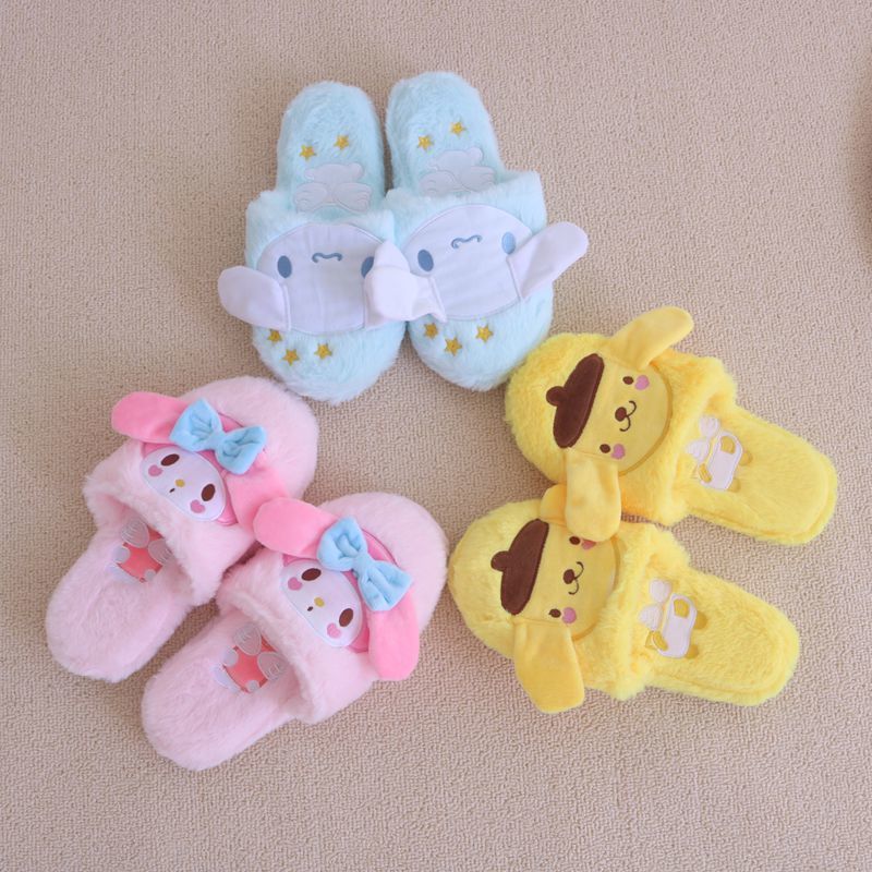 japanese anime slipper cartoon warm plush home shoes kuromied flat nonslip indoor slippers gifts for girl autumn spring pink