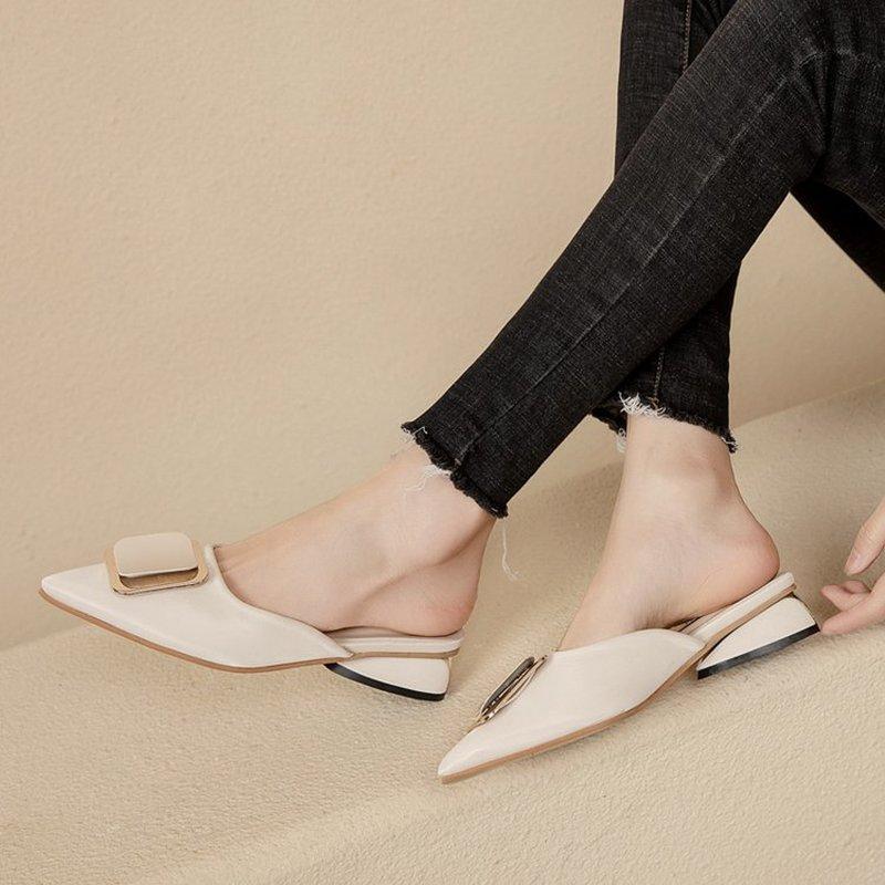 Slippers Summer Shoes Woman Fashion Square Buckle Mid Heels Metal Heel Mules Female Open Women, Beige
Slippers Summer Shoes Woman Fashion Square Buckle Mid Heels Metal Heel Mules Female Open Women, Beige