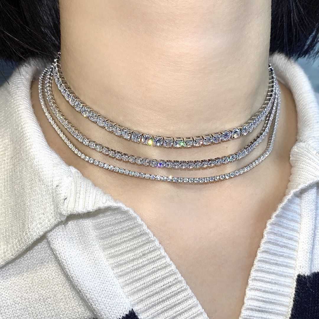 925 Sterling Silver Tennis chain hip hop extension Necklace 2.3.4mm single row drill full zirconium inlaid 5A zircon neck chain
925 Sterling Silver Tennis chain hip hop extension Necklace 2.3.4mm single row drill full zirconium inlaid 5A zircon neck chain