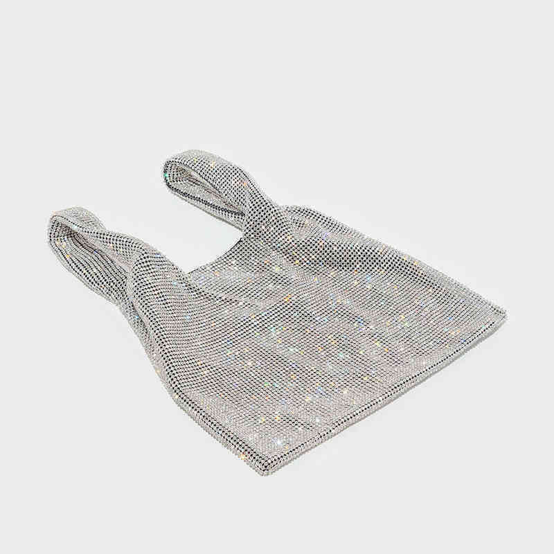 CMM bag Shiny Rhinestones Evening Clutch Purse Handbag Women Luxury Designer Soft Square Crystal Handbags Ladies High Quality 220609