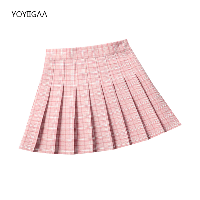 Summer Women Pleated Skirts High Waist Female Plaid Mini Skirt Sweet Cute Ladies Girls Dance Skirt Preppy Style Pleated Skirts 220701