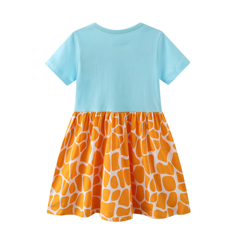 Jumping Meters Princess Baby Dresses With Giraffe Applique Cute Summer Girls Party Dress Fashion Children's Clothes Selling 220426