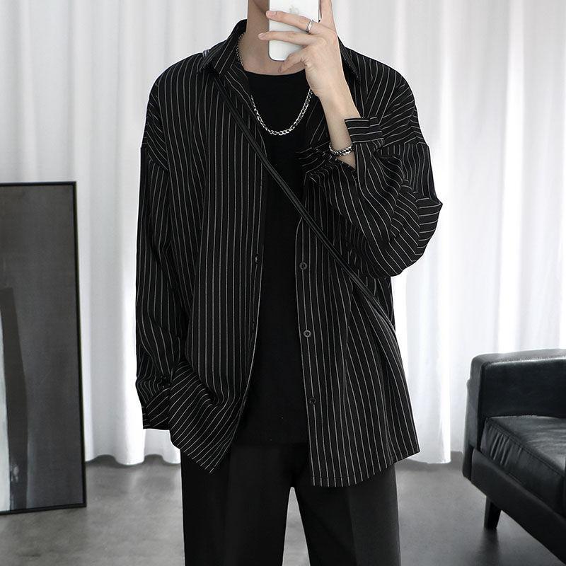 Men's Casual Shirts Striped Shirt Jacket Men Women Hong Kong Style Japanese Oversize Trend Black Unisex Gothic Long-sleeved Autumn Tops, 78 black
Men's Casual Shirts Striped Shirt Jacket Men Women Hong Kong Style Japanese Oversize Trend Black Unisex Gothic Long-sleeved Autumn Tops, 78 black