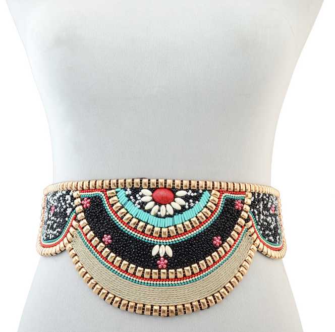 Belts European And Retro National Style Exaggerated Rice Bead Metal Texture Long Waist Cover Elastic Stretch Black
Belts European And Retro National Style Exaggerated Rice Bead Metal Texture Long Waist Cover Elastic Stretch Black