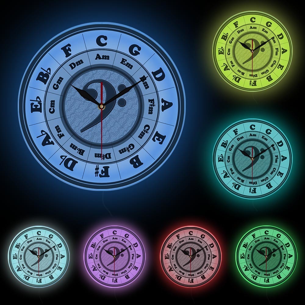 Bass Clef Circle Of Fifths Worksheet Wall Clock Home Decor Music Key Harmony Theory Wall Watch Musician Composer Artist Gift
