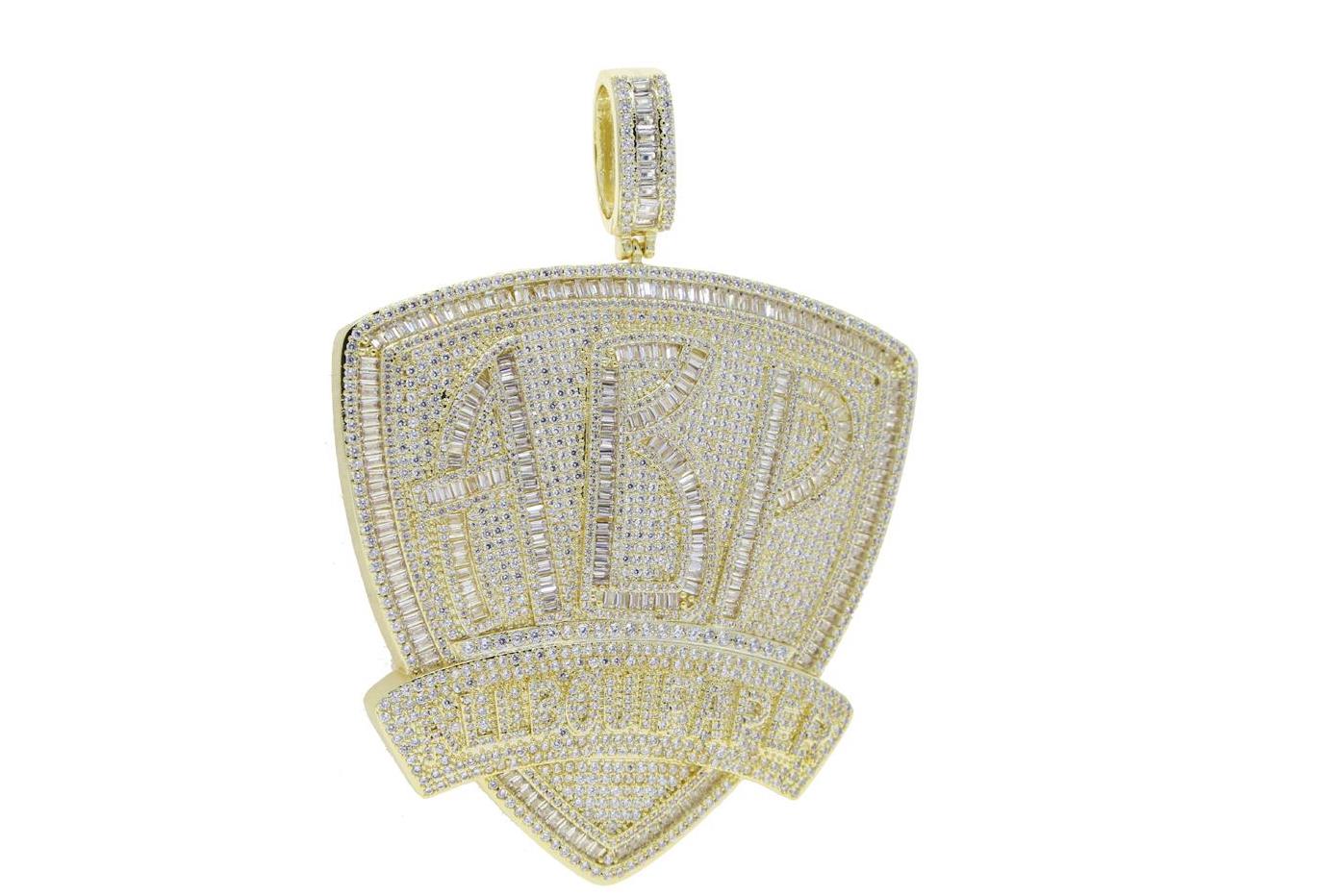 Iced Out Full Bling Cubic Zirconia Baguette Initial Letters ABP Charm Pendant Necklace For Hip Hop Men Fashion Punk