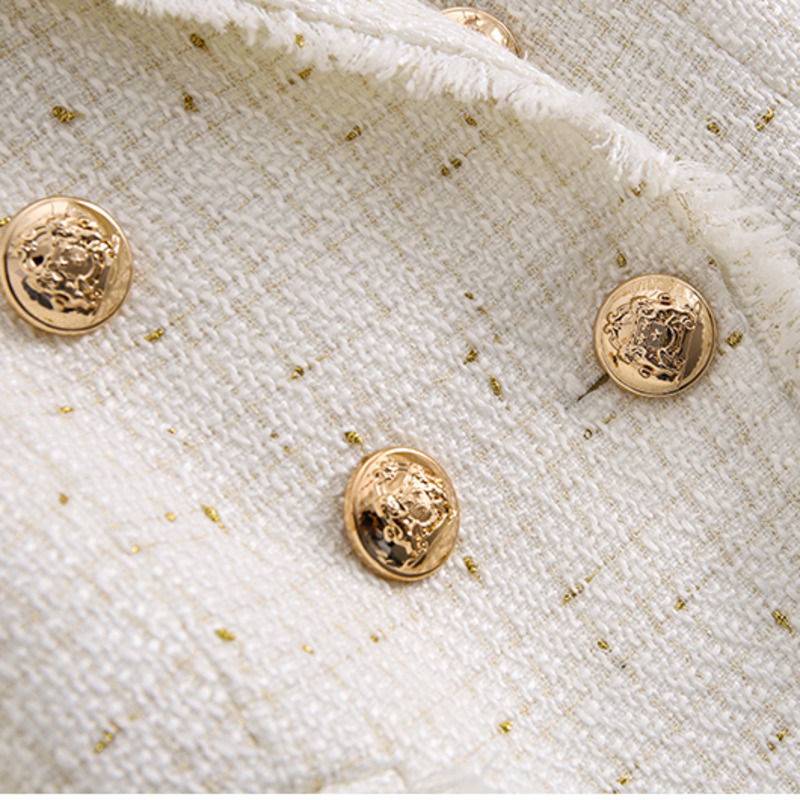 Temperament Ladies Jacket Tweed Suit Jacket Double-breasted High-quality Slim Suit Is Thin And Jacket Women 220402