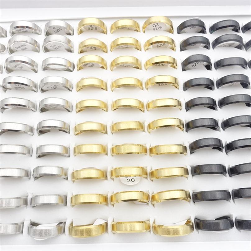 Whole 50PCs/Lot Stainless Steel Band Rings For Men Women 6mm Silver Gold Black Plated Fashion Jewelry Party Gift Engagement We334p
Whole 50PCs/Lot Stainless Steel Band Rings For Men Women 6mm Silver Gold Black Plated Fashion Jewelry Party Gift Engagement We334p