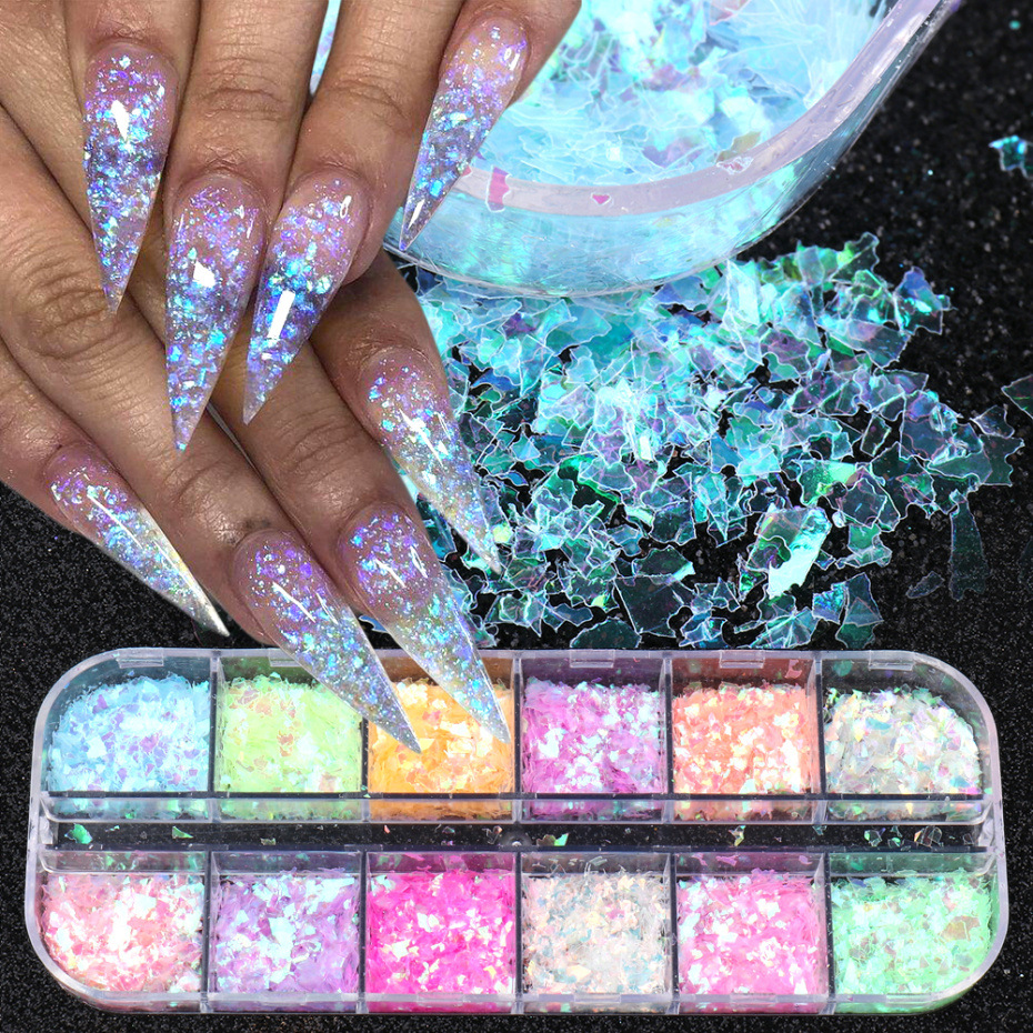 12 Grids Mermaid Symphony Nail Art Deocoration Sequins Holographic AB Glitter Mix Star Round Heart Flakes Polish Decor Tips
12 Grids Mermaid Symphony Nail Art Deocoration Sequins Holographic AB Glitter Mix Star Round Heart Flakes Polish Decor Tips