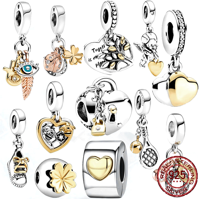 Popular High Quality 925 Sterling Silver Beads Angel Wings Lucky Heart Lover Charm for Original DIY Bracelet Ladies Jewelry Fashion Accessories