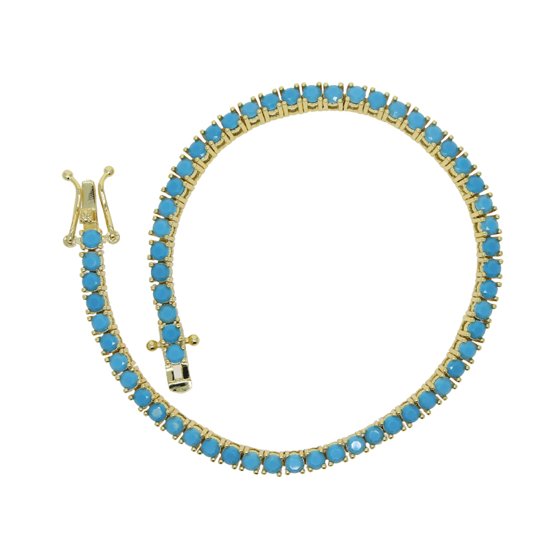 Fashion Turquoises Bracelets for Women Girl Simple Classic 3mm Blue Stone Tennis Charm Bracelet Bangle Trendy Jewelry