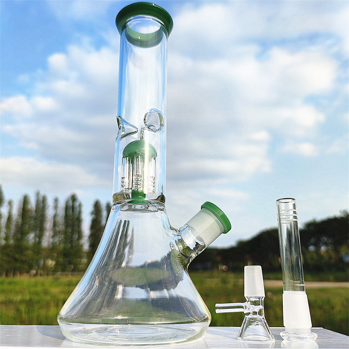 12 Inches Mushroom Or Jelly Fish Filter Hookah Glass Bong Recycler Pipes Water Bongs Smoke Pipe 14MM Bowl