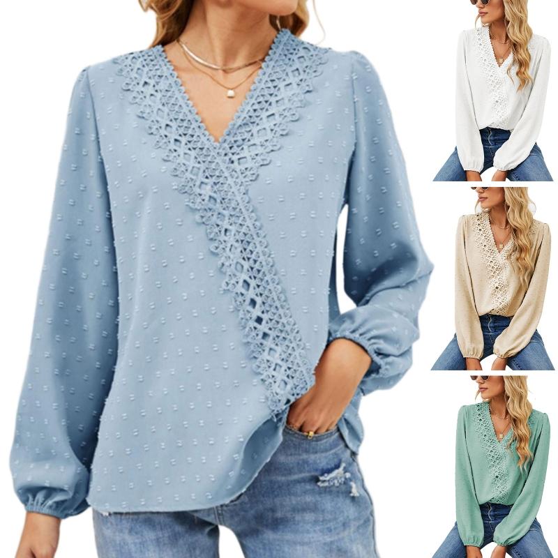 Women' Blouses & Shirts Women Puff Long Sleeve Chiffon Blouse Sexy Wrap V-Neck Lace Trim Swiss Dot ShirtWomen, Green
Women' Blouses & Shirts Women Puff Long Sleeve Chiffon Blouse Sexy Wrap V-Neck Lace Trim Swiss Dot ShirtWomen, Green