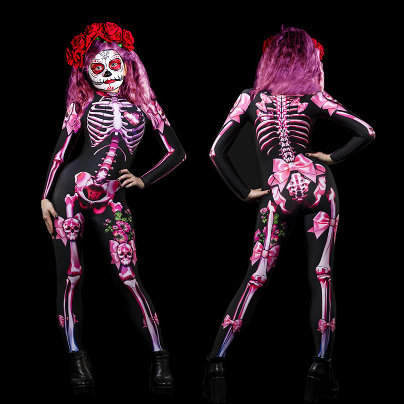 Special Occasions Skeleton Rose Kids Child Halloween Devil Ghost Jumpsuit Party Carnival Performance Scary Costume Baby Girl Day Of The Dead 220826