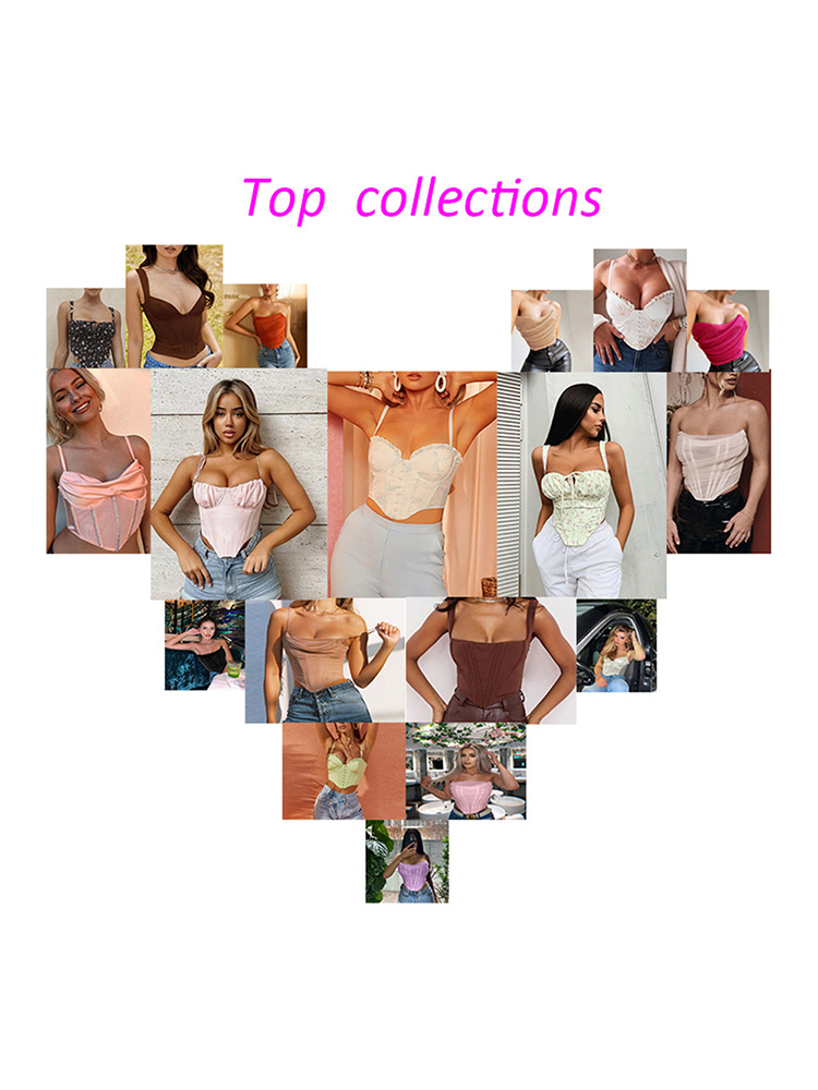 Padded Top Summer Corset Crop Women Y2k s Green Sexy Outfits Girl Party Clubwear Double Layer Wholesale 220325