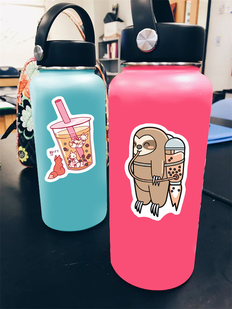 50PCS Cute Cartoon Pearl Milk Tea Stickers Pack For Girl Boba Bubble Teas Decal Sticker To DIY Stationery Luggage Suitcase Laptop Guitar PC Water Bott