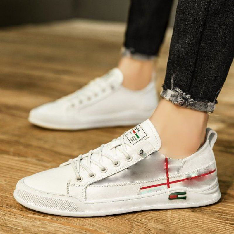 2022 New Sneakers Men Shoes PU Leather Solid Color Lace-up Classic Comfortable Simple Breathable Round Head Outdoor Casual Shoes HM295