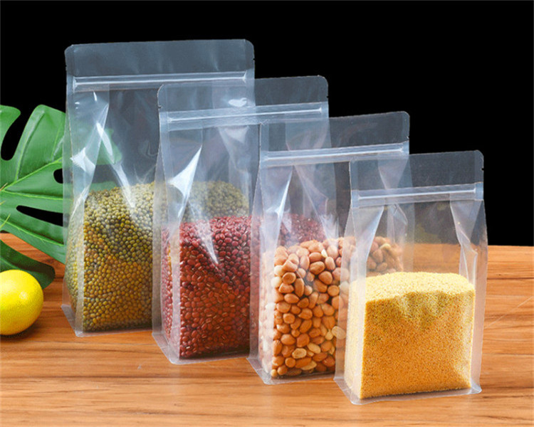 100pcs 3D Clear Stand up Packaging Bag Thick Barrier Meat Chicken Sausage Snack Rice Cereals Wedding Party Gifts Display Heat Sealing Storage Pouches