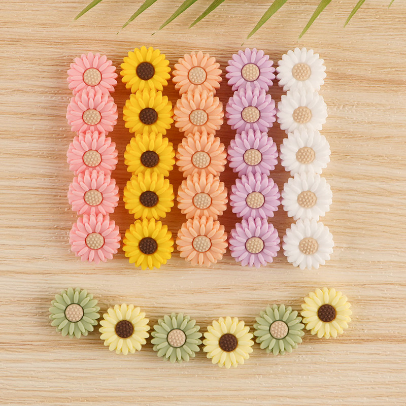 Kovict 50/100/200Pcs 20mm Silicone Bead BPA Free Baby Teething Beads Flower Shape Baby Teethers For Baby Teething Necklace Makin 220507