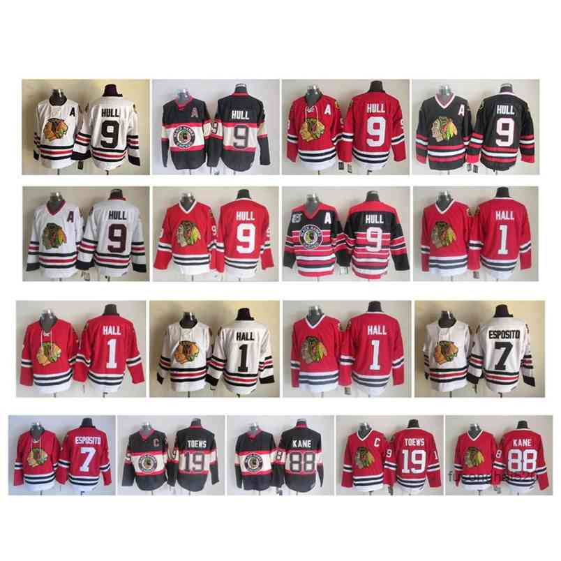 95 Vintage Chicago Blackhawks Jersey 1 Glenn Hall 7 Phil Esposito 9 Bobby Hull 19 Jonathan Toews 88 Patrick Kane Red White Black Retro nhl's Jerseys, As pic 
95 Vintage Chicago Blackhawks Jersey 1 Glenn Hall 7 Phil Esposito 9 Bobby Hull 19 Jonathan Toews 88 Patrick Kane Red White Black Retro nhl's Jerseys, As pic