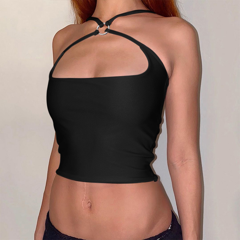 22fw Summer Sexy Neckline T shirt High Quality Cross Bandage Neck Patch Women Solid Color Sweet Clothing, Black 
22fw Summer Sexy Neckline T shirt High Quality Cross Bandage Neck Patch Women Solid Color Sweet Clothing, Black