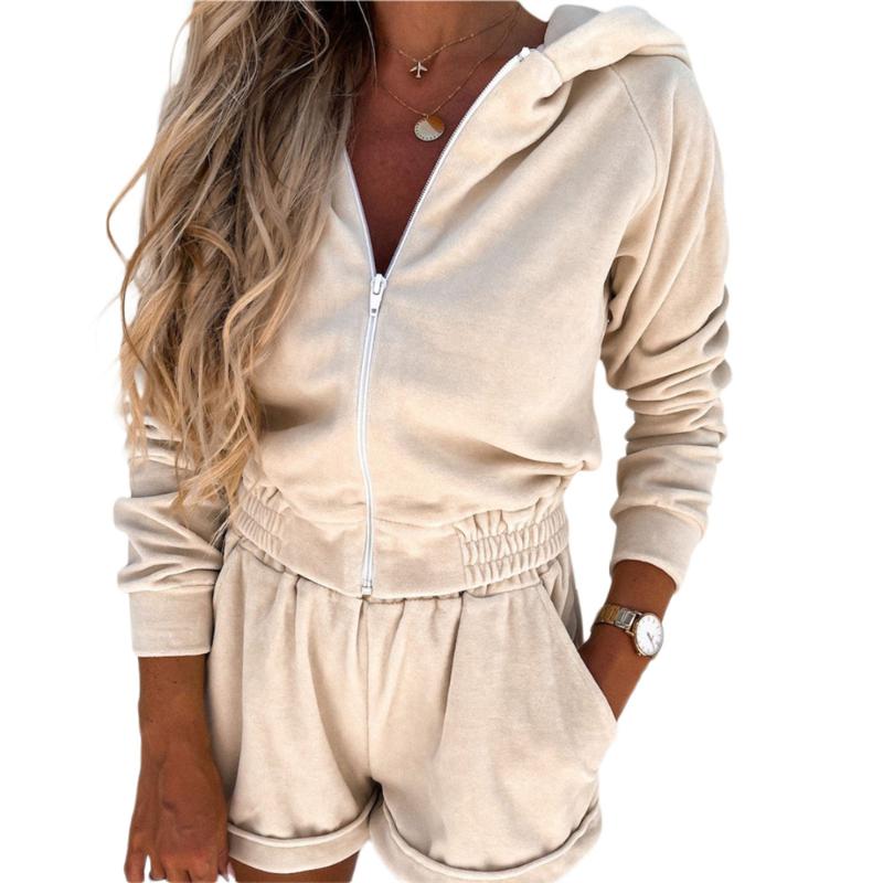 Women' Tracksuits 2022 Sports Running Outfit Summer Long Sleeve Solid Color Zip Up Hoodie + Shorts Sets Suit Two-piece, Blue
Women' Tracksuits 2022 Sports Running Outfit Summer Long Sleeve Solid Color Zip Up Hoodie + Shorts Sets Suit Two-piece, Blue