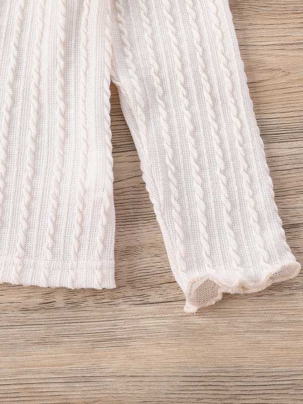 Toddler Girls High Neck Lettuce Trim Tee & PU Skirt SHE