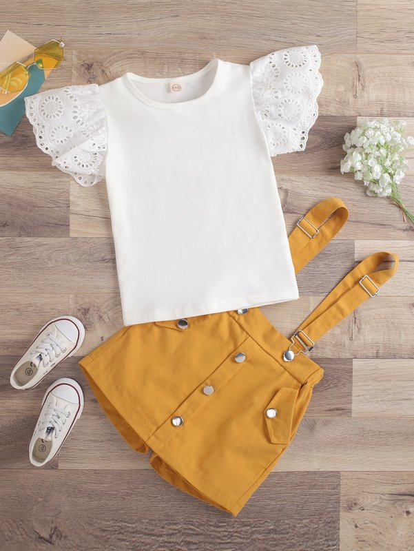 Toddler Girls Schiffy Panel Tee & Pinafore Shorts SHE