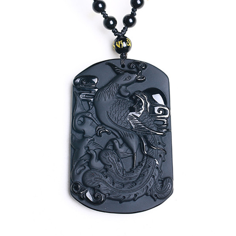Drop Shipping Black Obsidian Phoenix Pendant Lucky Pendants Necklace Queen Pendant Women Jewelry Jade Jewelry