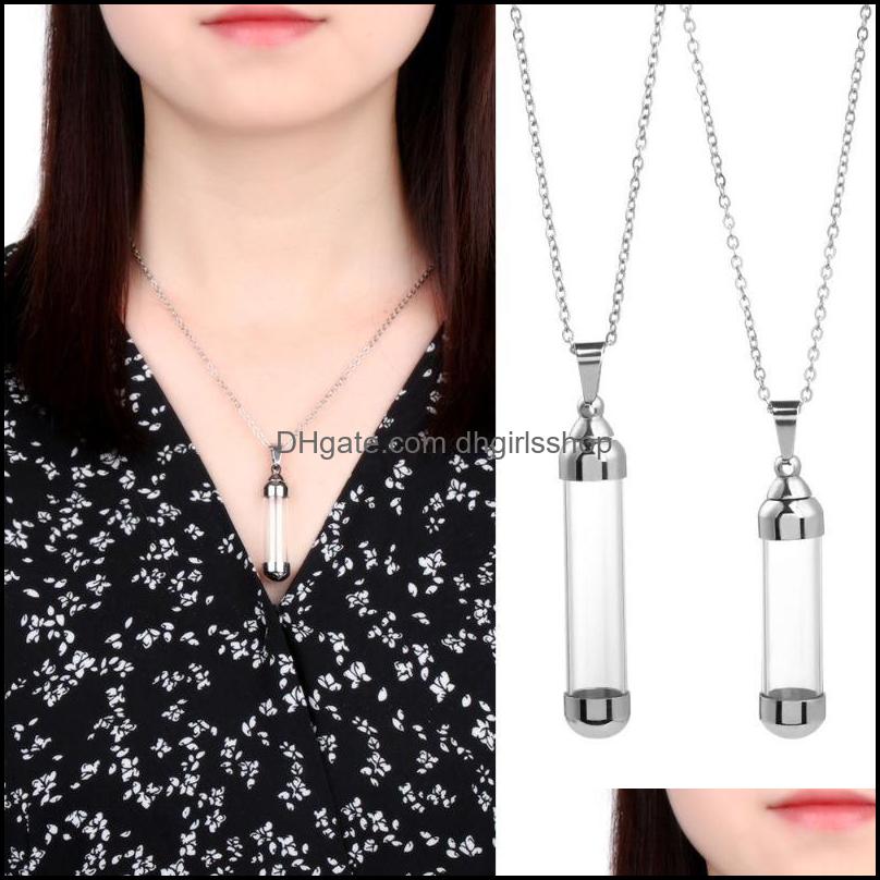 Chains Necklaces Pendants Jewelry Jewellery Steel Chain Openable Screw Cap Lucky Charm Glass Vial Necklace Wishing Bottle Pen Dhd0Z
Chains Necklaces Pendants Jewelry Jewellery Steel Chain Openable Screw Cap Lucky Charm Glass Vial Necklace Wishing Bottle Pen Dhd0Z
