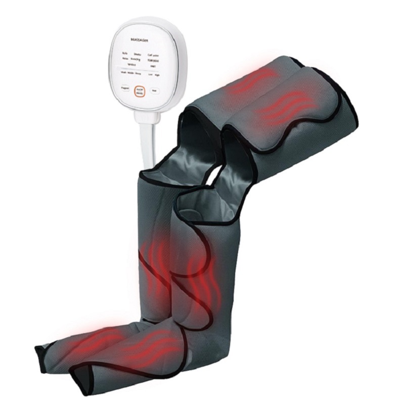 Electric Air Compression Leg Massager Pneumatic Foot and Calf Heated Air Wraps Handheld Controller Muscle Relax Pain Relief