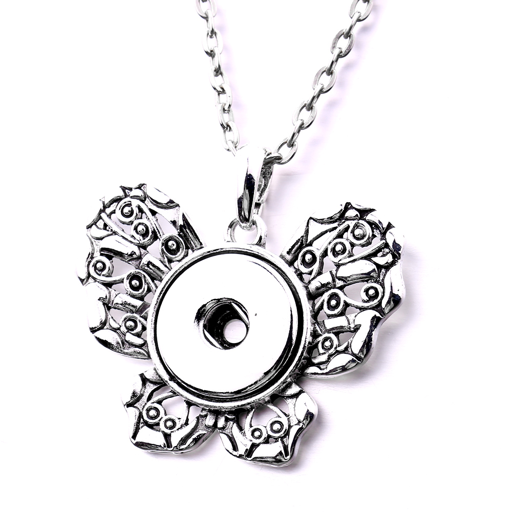 New Styles Snap Button necklace 18MM Ginger Snaps Buttons Tree butterfly Charms Necklaces for women jewelry