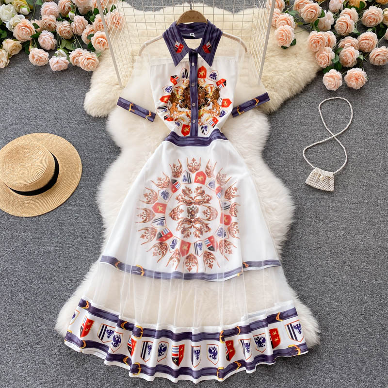 Women Casual Dresses Fashion Summer Short Sleeve Printing Perspective Mesh Splicing A-line Dress Elegant Vintage Designer Runway Dresses 2022, Same as picture
Women Casual Dresses Fashion Summer Short Sleeve Printing Perspective Mesh Splicing A-line Dress Elegant Vintage Designer Runway Dresses 2022, Same as picture