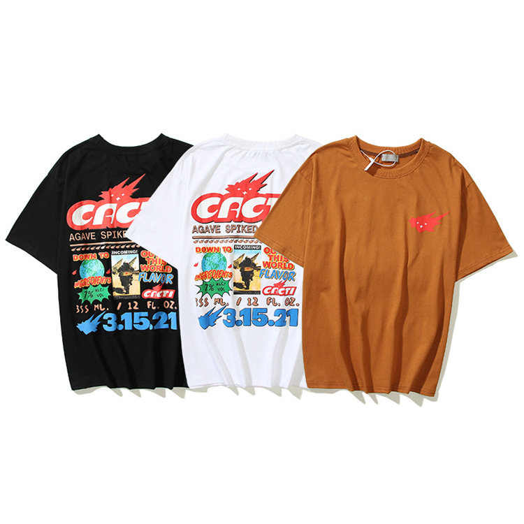 Tide Brand High Street Men's T-Shirts Travis Scott x CACTI ICE TEA Short Sleeve Casual Round Neck TEE Print Music Festival Loose T-Shirt, Khaki
Tide Brand High Street Men's T-Shirts Travis Scott x CACTI ICE TEA Short Sleeve Casual Round Neck TEE Print Music Festival Loose T-Shirt, Khaki