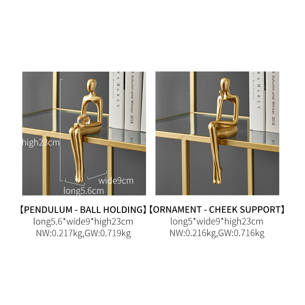 Figurines for Indoor Decoration Home Accessories Nordic Living Room Decor Resin Embellishments Humanoid Gold Abstract Statue