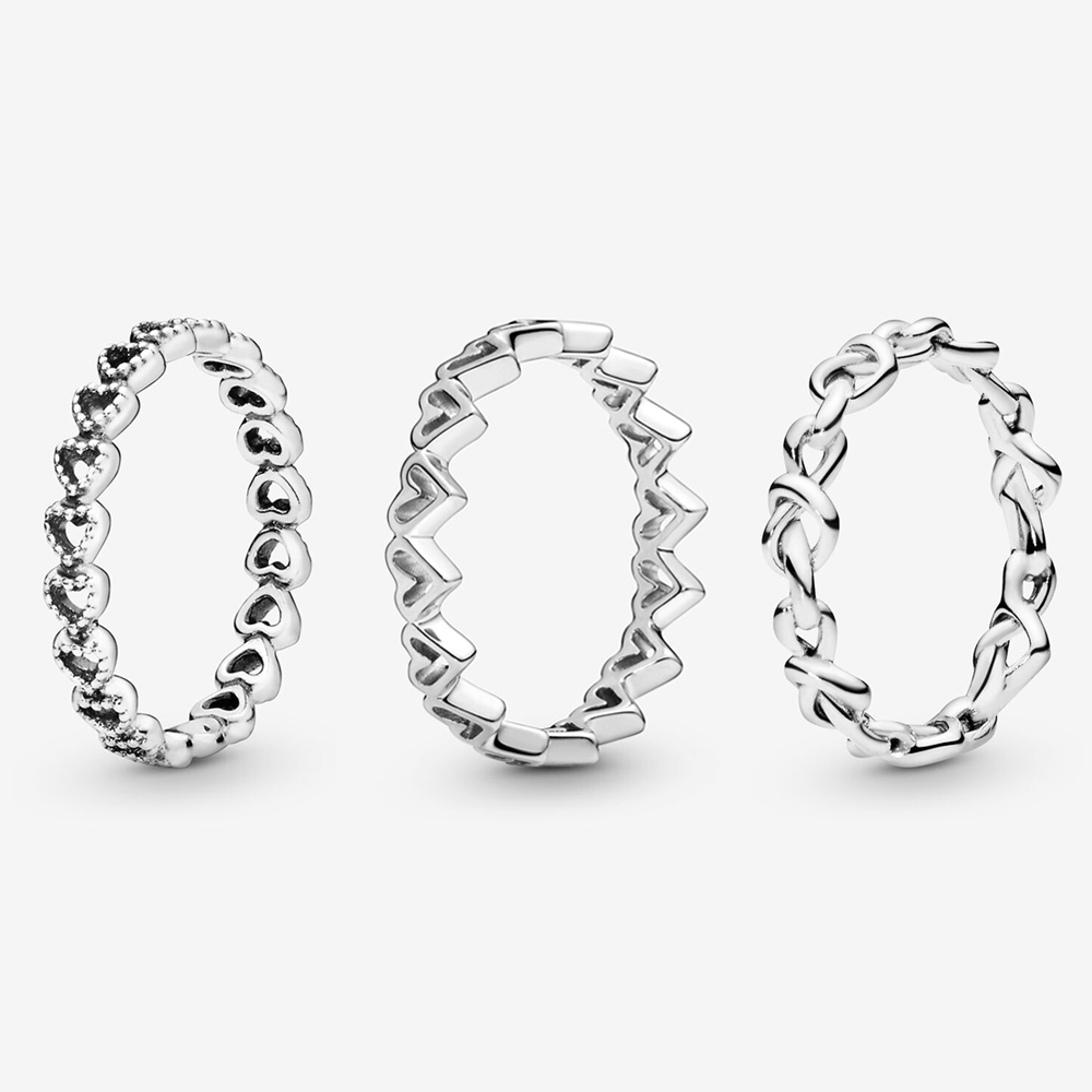 The New Popular 925 Sterling Silver Ring Ladies Love Knotted Hearts Ring for women Jewelry Fashion Accessories Suitable For Engagement And Party Weari