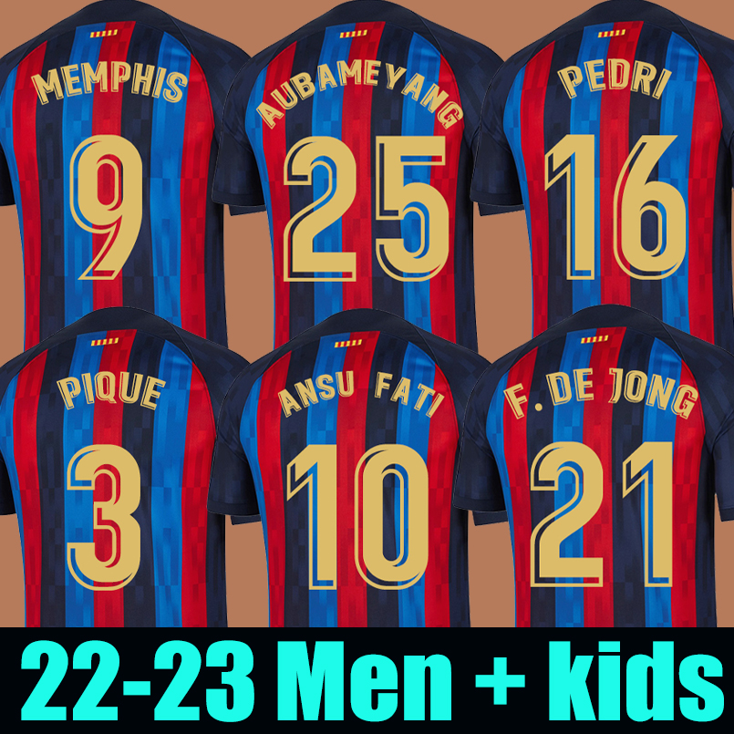 ANSU FATI Camisetas de football soccer jersey 21 22 23 MEMPHIS PEDRI Kun Aguero ADAMA FERRAN 2022 2023 barcelona GRIEZMANN F. DE JONG DEST shirt men kids kit, Kids 21-22 third