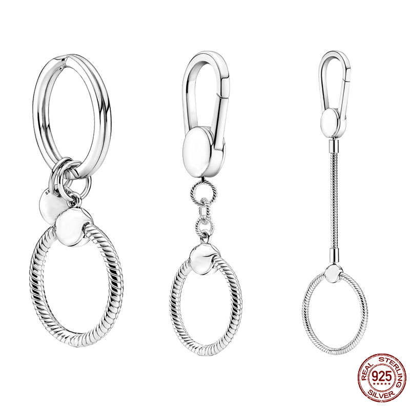 925 Sterling Silver Dangle Charm Carrier Backpack Keychain Keyrings Key ring Suitable Beads Bead Fit Charms Bracelet DIY Jewelry Accessories