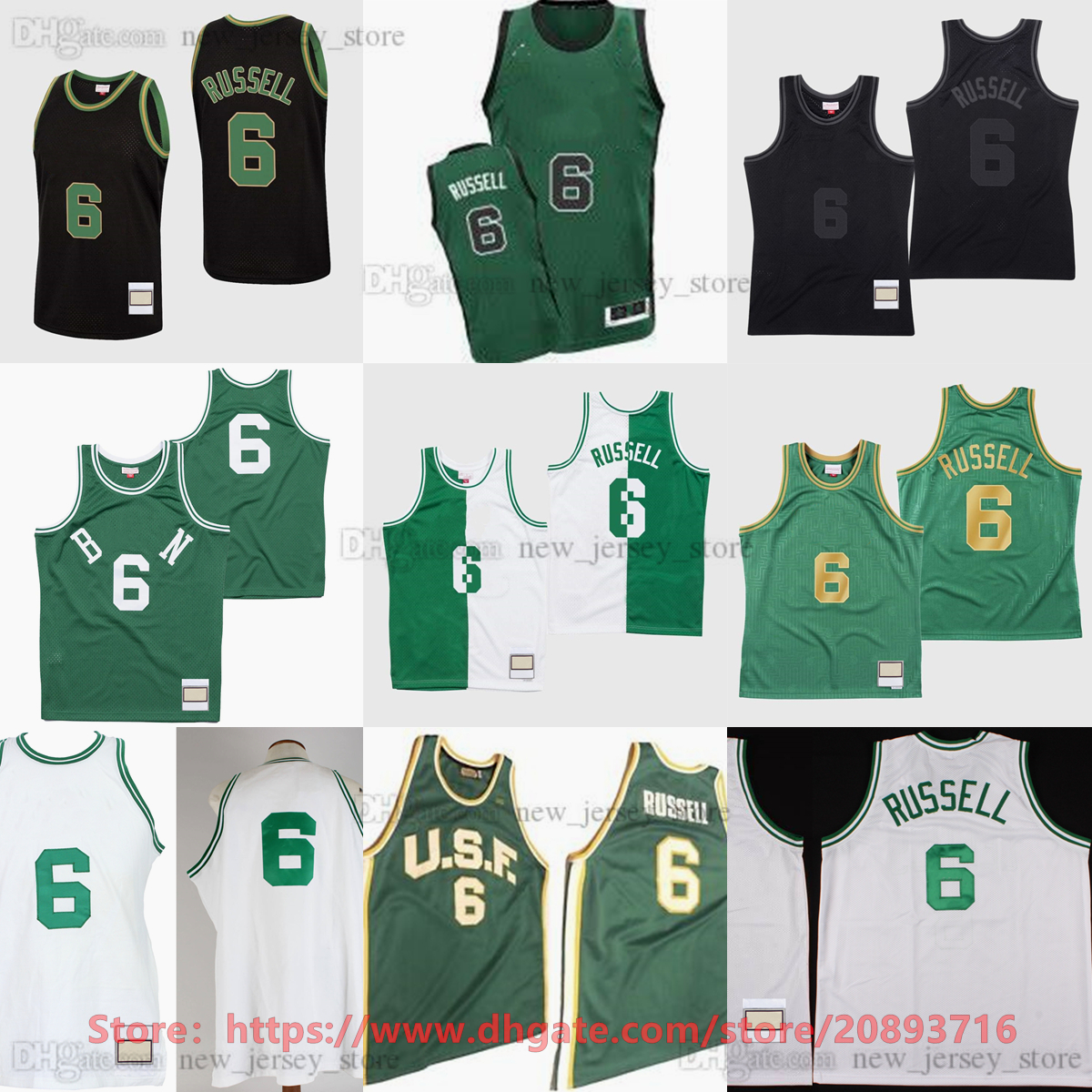 Custom Mitchell and Ness 1962-63 Bill Basketball 6 Russell Jerseys Stitched White Green Black Retro Russell Legend Vintage Jersey Size S-6XL youth man women skirt, As picture (with team logo)
Custom Mitchell and Ness 1962-63 Bill Basketball 6 Russell Jerseys Stitched White Green Black Retro Russell Legend Vintage Jersey Size S-6XL youth man women skirt, As picture (with team logo)