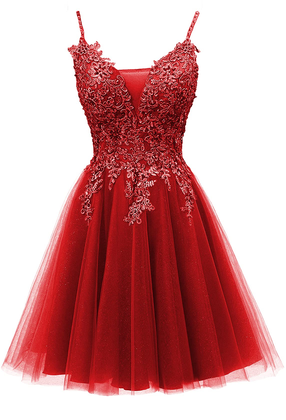 Homecoming Dresses Tulle Spaghetti Straps Lace Short Graudation Cocktail Prom Party Gown A02